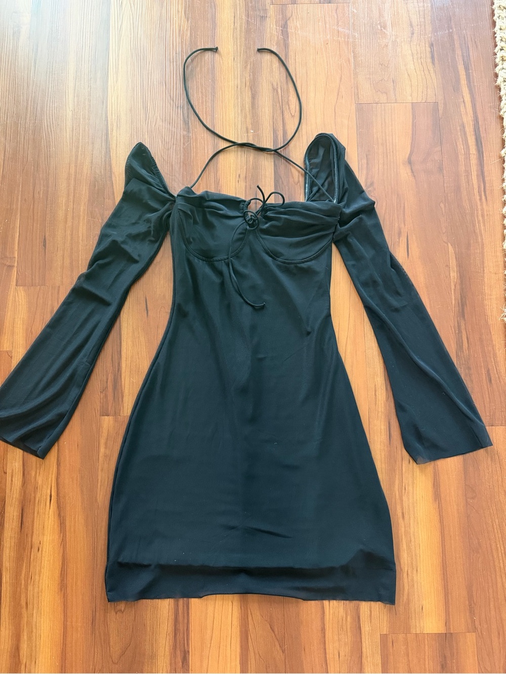 Black long sleeve mini dress